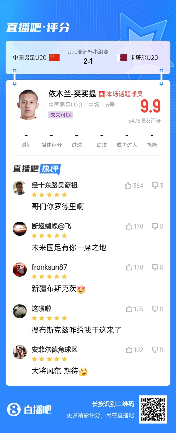  依木蘭+陳澤仕泰山中場連線！19歲依木蘭獲封：新疆布斯克茨！