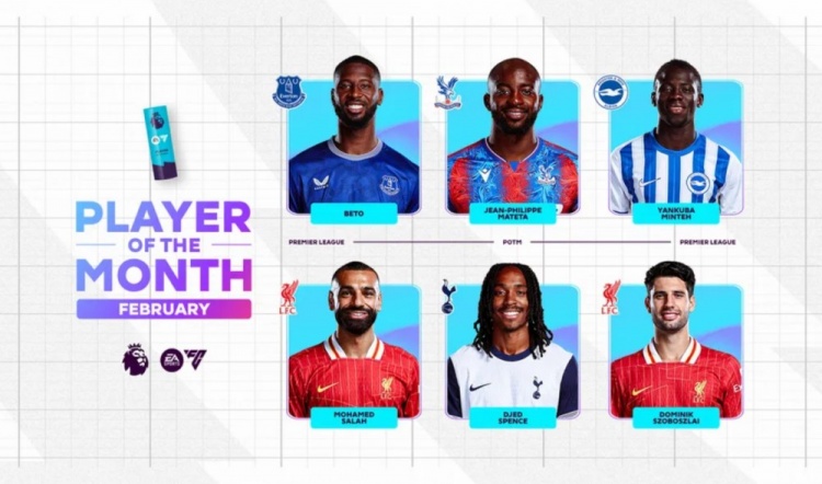  英超2月最佳候選：貝托、馬特塔、明特、薩拉赫、斯賓塞、索博
